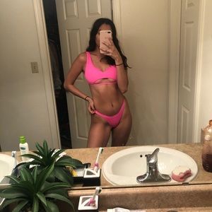 shein hot pink bikini